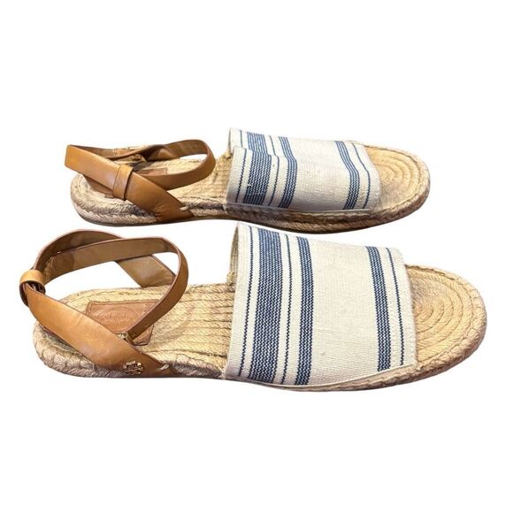 Tory Burch Awning Stripe Canvas Espadrille Sandal Size 7 - Picture 4 of 8